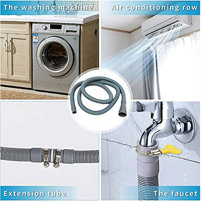 10ft Washing Machine Drain Hose, Universal Drain Hose Extension Kit for Washer, Dishwasher, Flexible Discharge Hose for LG/GE/Samsung, Fit up to 1-1/2 Inch Drain Outlets (10)