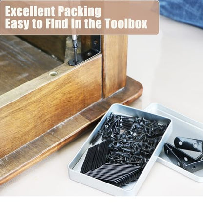 10-Pack Stainless Steel L Brackets, Metal Angle Bracket, Corner Brackets, Corner Braces, Furniture Connector Support Brackets with Screws for Wood Furniture Chairs Desk Garden (L Shape Black 10pcs) - style: 2inch L Shape Black 10pcs