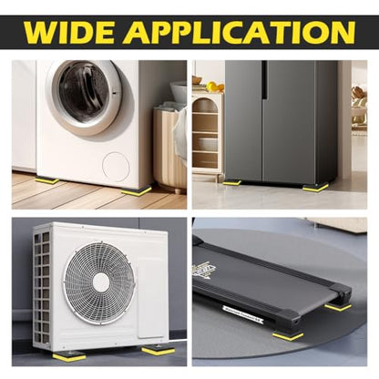 4Pcs an-ti Vibration Pads 4"x4"x7/8" Sound Isolation Ribbed Rubber Mats, Heavy Duty Vibration Isolation Pads for HVAC,Compressor,Air Conditioner,Washing Machine,Dryer, Treadmill(Color:Black+Yellow)