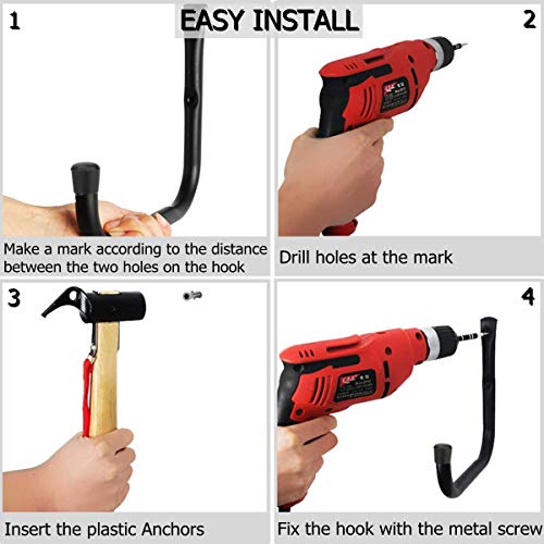 12.7 Inch Heavy Duty Large Tool Hanger, 4 Pack Wall Mounted Garage Storage Hooks, Indoor Outdoor Organizer Rack Load Capacity 50lbs - size: 12.7in-4 Pack