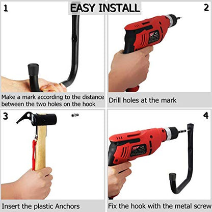 12.7 Inch Heavy Duty Large Tool Hanger, 4 Pack Wall Mounted Garage Storage Hooks, Indoor Outdoor Organizer Rack Load Capacity 50lbs - size: 12.7in-4 Pack