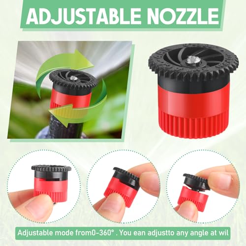 Honoson 60 Pcs Variable Arc Nozzle Radius High Efficiency Replacement Pop up Sprinkler Sprayer Head Compatible with Rainbird, Hunter Orbit Pop-up Sprinkler (10/12/15/17 Van,Red,Green,Black,Gray) - color: Red, Green, Black, Gray, size: 10/12/15/17 Van