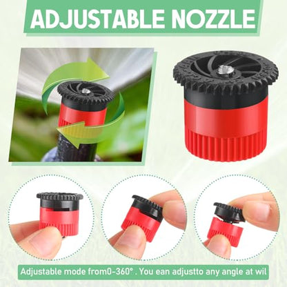 Honoson 60 Pcs Variable Arc Nozzle Radius High Efficiency Replacement Pop up Sprinkler Sprayer Head Compatible with Rainbird, Hunter Orbit Pop-up Sprinkler (10/12/15/17 Van,Red,Green,Black,Gray) - color: Red, Green, Black, Gray, size: 10/12/15/17 Van