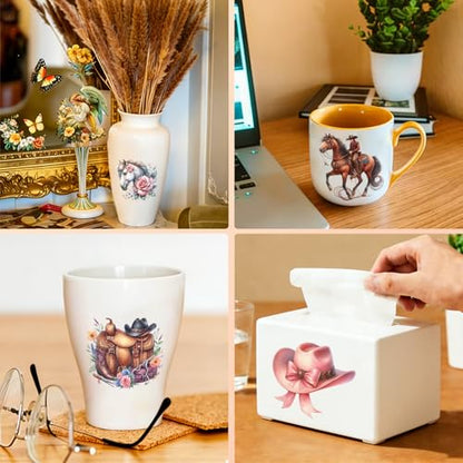 4 PCS UV DTF Cup Wraps, Horse Transfer Stickers for Tumblers and Mugs, Durable Rub-on Decals for Smooth and Flat Surfaces - style: horse