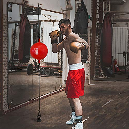 Speed Punch Bag Leather Speed Ball Hanging Boxing Punching Ball, Double End Ball with Boxing Reflex Ball for Gym MMA Boxing Sports Punch Bag - color: Silver
