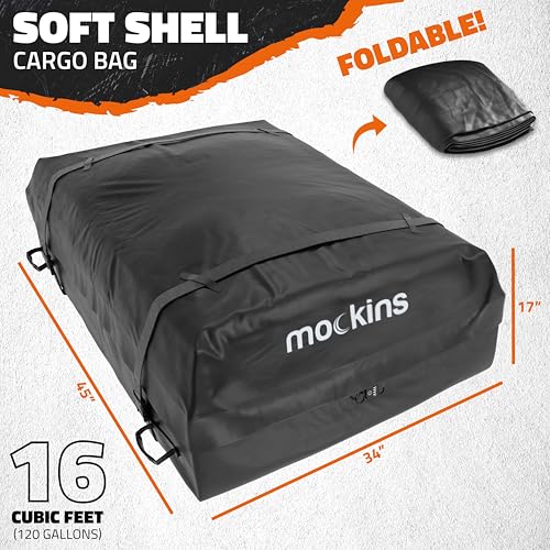 Mockins 64"x39"x6" Extendable Heavy Duty Roof Rack Basket & 16 Cu Ft Waterproof Cargo Bag for Top of Car | 250 Lbs Capacity Steel Rooftop Cargo Carrier for Top of Vehicle with Roof Basket Accessories - size: Basket+Bag: 64"x39"x6"