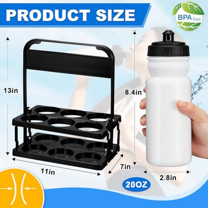 Suclain Squeeze Water Bottles with Carrier, 14 Pcs, White - color: White