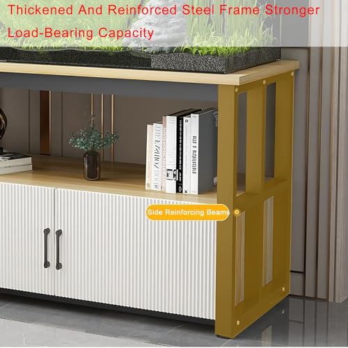 Aquarium Stand, Fish Tank with Tools Organizer, 3 Tier Breeder with Storage Cabinet, Heavy Duty Metal Frame for Long(White,100x30x70cm/39x12x27.5")
