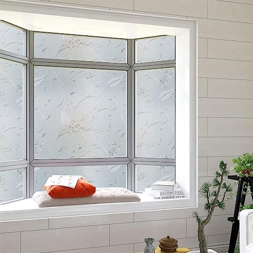 Frosted Privacy Glass Window Film, Vinyl Decorative Window Decals, Static Clings No-Glue Removable Window Film for Home Bathroom Living Room (17.5 x 157.4 inch) - size: 17.5'' x 157.4'' (44.5 x 400 cm)