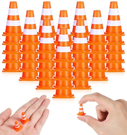 50PCS Mini Traffic Cones, 1 Inch Plastic Mini Orange Cones, Mini Orange Cone for Sand Table Micro Landscape Engineering Training Party Barrier Warning