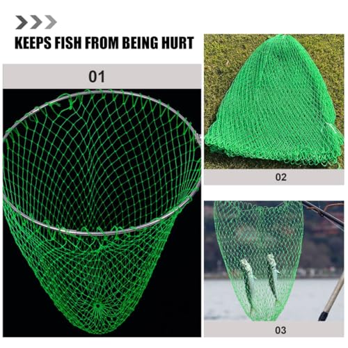 UPKOCH Fish Catching Net Replacement Head, Thickened Nylon Multi-Strand Fishing Mesh, Portable Fish Catch Basket for Freshwater and Saltwater Fishing Tools