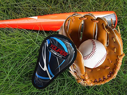 Youper Boys Youth Soft Foam Protective Athletic Cup (Ages 7-12), Kid Athletic Cup for Baseball, T-Ball, Football - color: Black Blue
