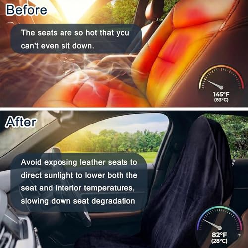 Car Seat Towel Cover, 2pcs Universal Front Seat Protector for Cars, SUVs and Trucks, Sweat Towel Car Seat Cover for Gym, Yoga, Swimming, Pets and Family Travel - color: Black