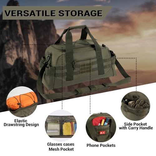 Hannibal Tactical 35L Large Duffle Bag, 3-in-1 Tactical Backpack MOLLE Pack for Sports/Gym/Outdoor, Olive Green - color: Olive Green