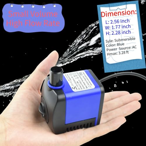 Conquerall CHA-450 140GPH 550L/H AC 110V Submersible Pump 8W for Fish Tanks, Water Features, Ponds, Aquariums, Fountains, Statues, Backyard Fountains, Pump Hydroponics, and Pet Waterers - size: 140GPH-8W