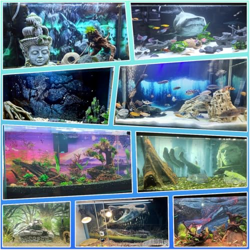 Aquarium Background Stickers - City Neon Sign - Fish Tank Reptile Terrarium Decor Poster (80 x 40 cm / (31.4 x 15.7 inches)) - size: 80 x 40 cm / (31.4 x 15.7 inches)