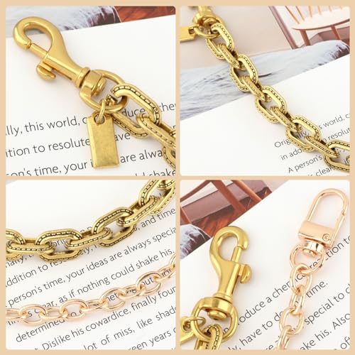 2 Pack Metal Bag Extender Chains, Decorative Handbag Chain Straps with Clip-On Clasps for Crossbody Bags, Purses, Wallets & Jeans