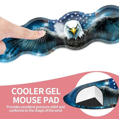 Large Gaming Mouse Pad, Keyboard Wrist Rest Pad & Wrist Support Mousepad Set, Stitched Edge, Extended, Non-Slip Base, Memory Foam Desk Mat for Office, Home,American Flag Bald Eagle - color: American Flag Bald Eagle