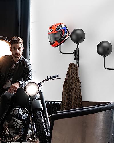 Helmet Hanger Wall Mount 180° Swivel Helmet Holder for Motorcycle Bike Racing Outerwear Sports Gear - color: 2in1