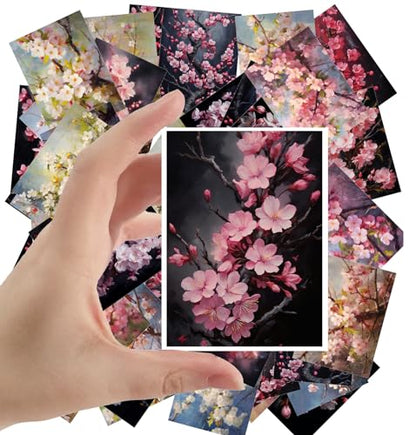 Large Stickers Pack 24 pcs ~ Blossoms of Serenity: A Collection of Stickerss Capturing The Ethereal Beauty of Cherry Blossoms in Varied Hues and Artistic Styles - color: Sixtyone