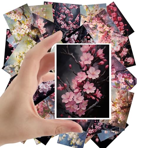 Large Stickers Pack 24 pcs ~ Blossoms of Serenity: A Collection of Stickerss Capturing The Ethereal Beauty of Cherry Blossoms in Varied Hues and Artistic Styles - color: Sixtyone