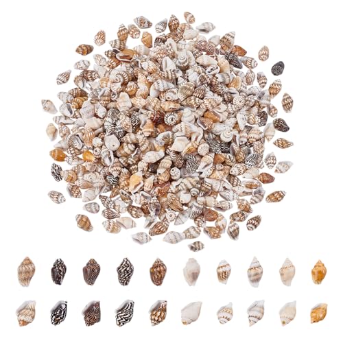 400 Pcs Natural Shell Beads, Spiral Shell Beads Hole 1mm Conch Trinket Fish Tank Aquarium Ornaments Summer Beach Small Seashells for Jewelry Making DIY Crafting