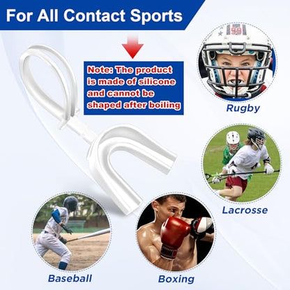 Dunzy 20 Pcs Football Mouth Guards with Strap Bulk - color: White, size: Adult