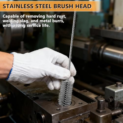 14pcs Brass Wire Brush Stainless Steel Wire Brushes Bottle Brush Set, 12" Round Wire Brushes, Tube Cleaning Brush for Pipe, Tube, Auto Parts, Bottles (6mm/8mm/10mm/12mm/15mm/20mm/22mm)