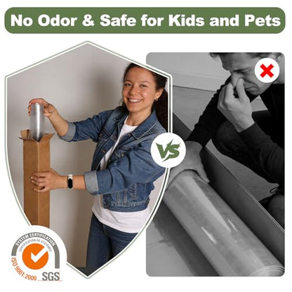 Clear PVC Floor Mat, 1.5mm Thick Waterproof Protective Mat for Hard Floors, Under Refrigerator, Pet Bowls, or Appliances – Cuttable, Easy to Clean (48"x 48") - size: 48"x 48"