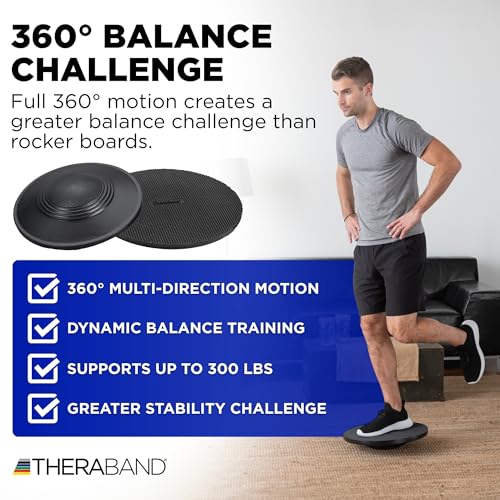 THERABAND Wobble Board, Round Balance Trainer, Core Strength, Non-Slip | Round wobble board for balance, agility, and core strength training in physical therapy - style: Wobble Board