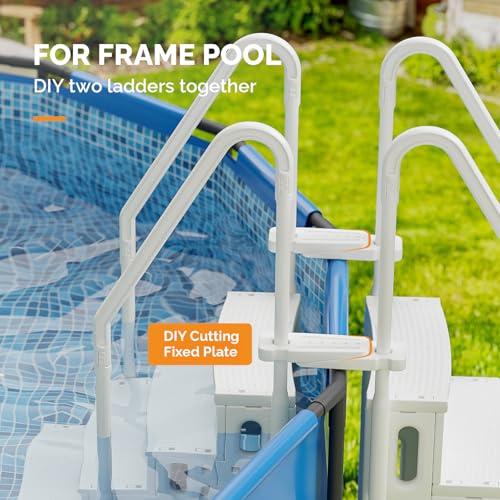 VINGLI Pool Ladder for Above Ground Pools 4-Step, Safety Stair - Full White - color: Full White, size: 4 Steps
