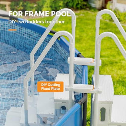 VINGLI Pool Ladder for Above Ground Pools 4-Step, Safety Stair - Full White - color: Full White, size: 4 Steps