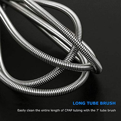 CPAP Tube Cleaning Brush-7 Feet Flexible + 7 Inches Handy Stainless Steel Wire Bristle Brush- Fits for Standard 22mm Diameter Tubing (Blue)