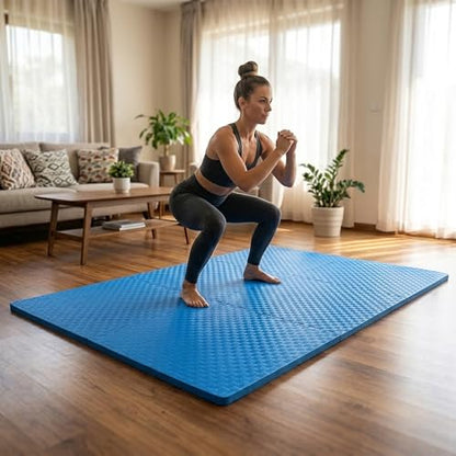 BalanceFrom Puzzle Exercise Mat 1" Thick, EVA Interlocking Foam Floor - color: Blue, style: One Inch Thick, 24 Square Feet