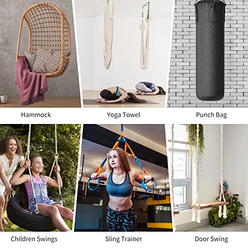 Morzejar 360 Rotating Hammock Hanging Kit - Heavy Duty Stainless Steel 1000 lb Loading Hammock Hooks for Trapeze, Yoga, Boxing Bag, Hammock Chair, Porch - style: Swing Hook