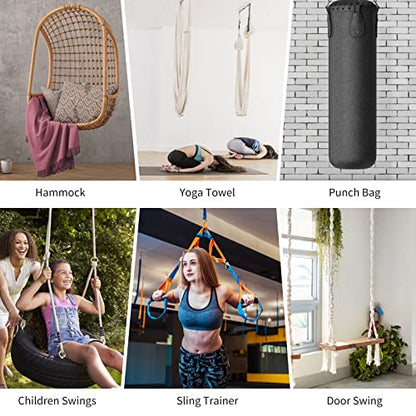Morzejar 360 Rotating Hammock Hanging Kit - Heavy Duty Stainless Steel 1000 lb Loading Hammock Hooks for Trapeze, Yoga, Boxing Bag, Hammock Chair, Porch - style: Swing Hook