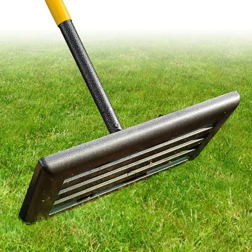 Professional Lawn Leveling Rake with 17x10in Heavy-Duty Stainless Steel Head & 72" Adjustable Handle - Grass Leveling Tool for Quick Soil Grading, Thatch Removal and Yard Maintenance - size: 17x10", 72"