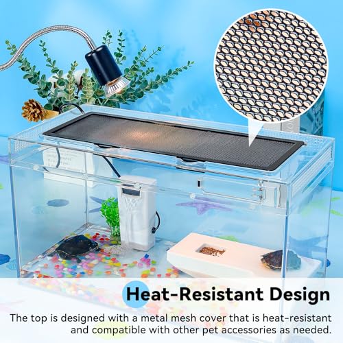 20x10.6x9.4'' Turtle Tank Kit - High-Definition Aquarium With Heating Lamp, Filter, Advanced Ventilation, High-Temperature Resistance, Complete Accessories for Habitat