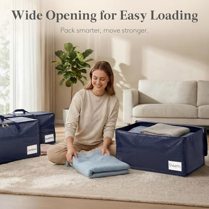 Lifewit 4 Pack Large Moving Bags with Lids, Clothes Storage Bags with Strong Zipper & Reinforced Handles, Heavy Duty Packing Cubes for Moving Supplies, Clothes, Blankets (Dark Blue)