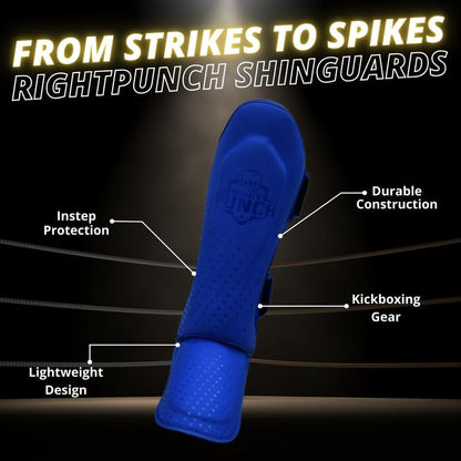 Shin Guards Kickboxing Leg Pads with Instep Protection, Muay Thai MMA Martial Arts Kicking Sparring Training Gear - color: Blue, size: Medium