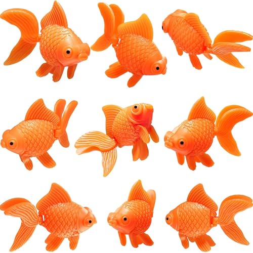 Pieces Fake Goldfish Plastic Floating Artificial Aquarium Fish Realistic Moving Orange Goldfish Ornament Decorations for Aquarium Tank