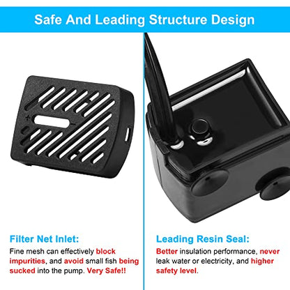 50GPH 3W Small Submersible Water Pump Mini Fountain Pump Ultra Quiet For Aquarium Fish Tank Pond Statuary Hydroponics