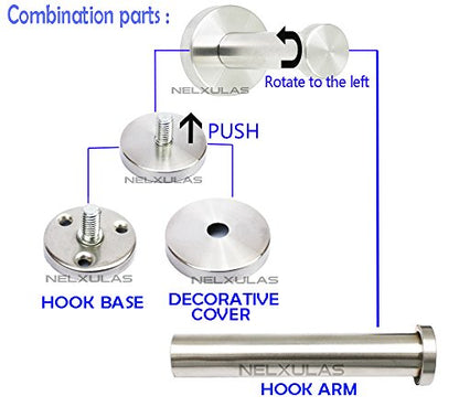 Brushed Stainless Steel Bath Towel Hooks Single Super Heavy Duty Wall Mount Hook, Coat Hook (6", 4 PCS) - size: 6" , 4 PCS