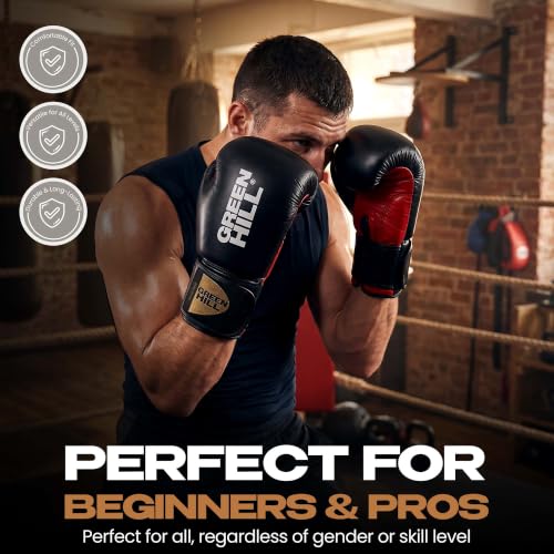Green Hill Curved Boxing Focus Mitts for MMA, Muay Thai & Boxing - color: BLACK/RED