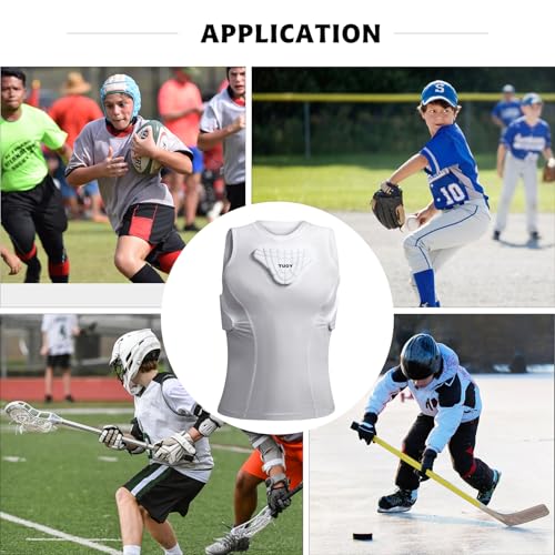 Youth Padded Compression Shirt Vest Rib Chest Protector Football Baseball - color: Padded Vest White, size: Small