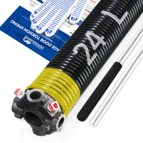 Left Hand Wind（Black Cone）2" Garage Door Torsion Spring with Non-Slip Winding Bars & Gloves, High Precision Electrophoresis Black Coated, for Replacement, MIN 16,000 Cycles (0.207x2''x24'') - size: 0.207X2"X24"-L