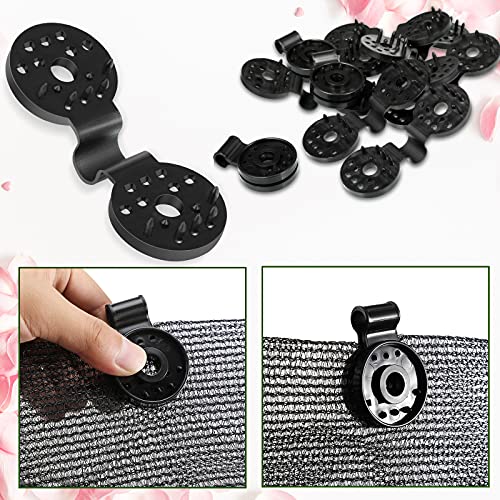Maitys 40 Pcs Shade Cloth Clips Black Round Plastic Sunscreen Net Clips Heavy Duty Tarp Clip Windproof Awning Clamps for Sunshade Net Gardening Shade Cloth Anti Bird Netting
