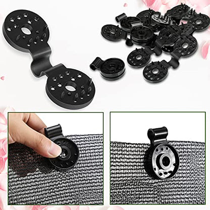 Maitys 40 Pcs Shade Cloth Clips Black Round Plastic Sunscreen Net Clips Heavy Duty Tarp Clip Windproof Awning Clamps for Sunshade Net Gardening Shade Cloth Anti Bird Netting