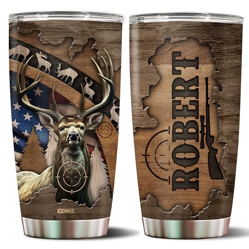 Personalized Hunting Gifts for Men 20oz Stainless Steel Insulated Coffee Cup Mug Travel Water Bottle Tumbler with Lid Gift for Husband Son Dad Christmas Birthday Father's Day Valentine - color: HUNTING
