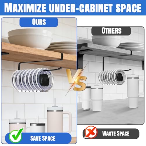2 Pack Tumbler Lid Organizer, Versatile Cup & Water Bottle Lid Holder, Upgraded Kitchen Space Saver & Under Cabinet Storage, No Adhesive or Drilling Needed, Multi-Use Tumbler Lid Holder, Black - style: 2 Pack, Black
